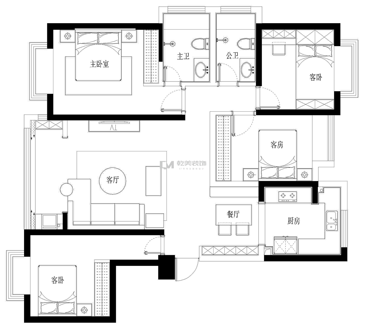 都铎城邦126㎡装修设计户型方案